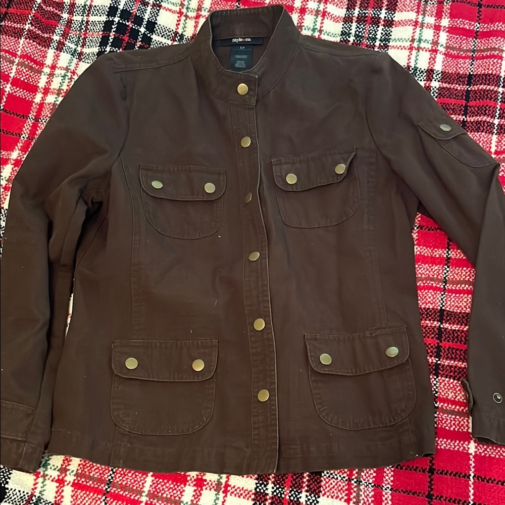Vintage Style & Co Cotton Brown Light Utility Jacket NWOT